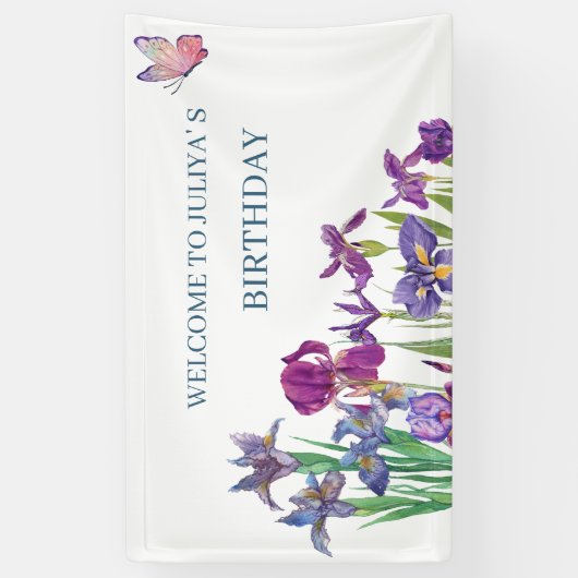 Iris Blume Geburtstagspartei Banner (Vertikal)