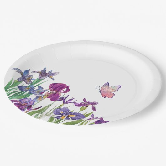 Iris Blume Geburtstagspartei Pappteller (Schrägansicht)