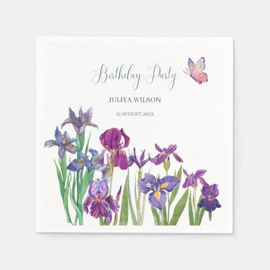 Iris Blume Geburtstagspartei Serviette (Vorderseite)