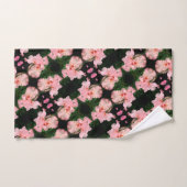 Iris-Blume in pfirsichfarbenem Abstraktem Muster Badhandtuch Set (Handtuch)