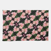 Iris-Blume in pfirsichfarbenem Abstraktem Muster Geschirrtuch (Horizontal)