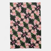 Iris-Blume in pfirsichfarbenem Abstraktem Muster Geschirrtuch (Vertikal)