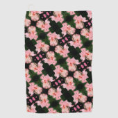 Iris-Blume in pfirsichfarbenem Abstraktem Muster Golfhandtuch (Vorderseite)