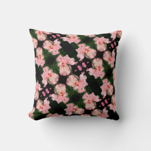 Iris-Blume in pfirsichfarbenem Abstraktem Muster Kissen