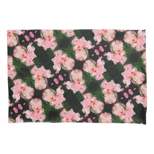 Iris-Blume in pfirsichfarbenem Abstraktem Muster Kissenbezug (Vorderseite)