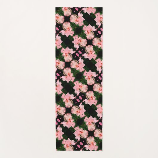 Iris-Blume in pfirsichfarbenem Abstraktem Muster Yogamatte (Vorderseite)