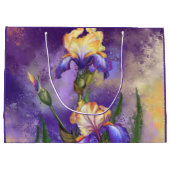 Iris Blume Lila Irische Tasche schenken - Malerei Große Geschenktüte (Rückseite)