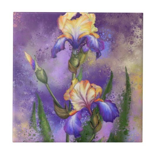 Iris Blume Lila Tile Fliese (Vorderseite)