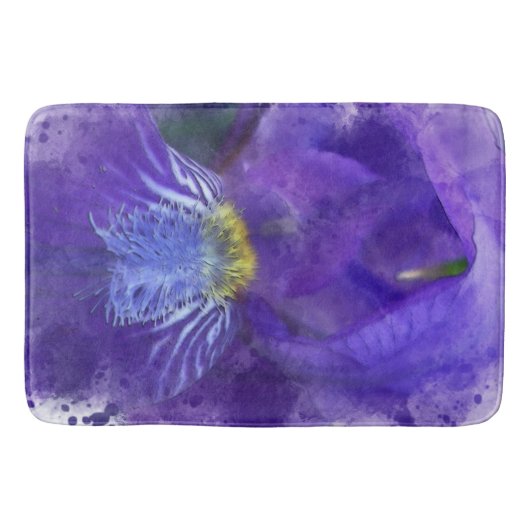 Iris Blume Lila Watercolor Badematte (Vorderseite)