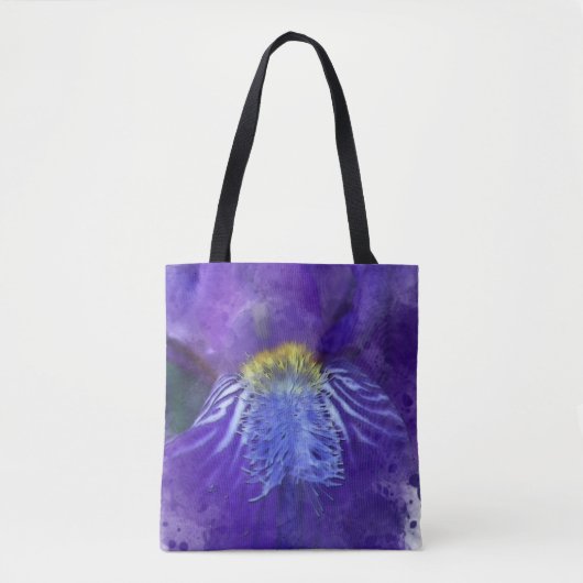 Iris Blume Lila Watercolor Tasche (Vorderseite)