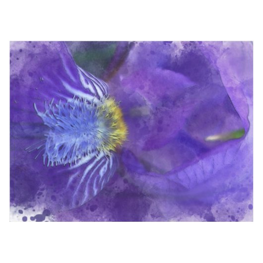 Iris Blume Lila Watercolor Tischdecke (Vorderseite (Horizontal))
