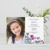 Iris Blume Mädchen Geburtstagsgeschenk Foto Einladung (Stehend Vorderseite)
