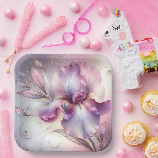 Iris-Blume mit Gold Etch Pappteller (Party)