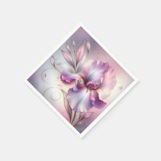 Iris-Blume mit Gold Etch Serviette (Ecke)