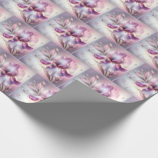 Iris-Blume mit Goldschmiedearbeiten Geschenkpapier (Ecke)