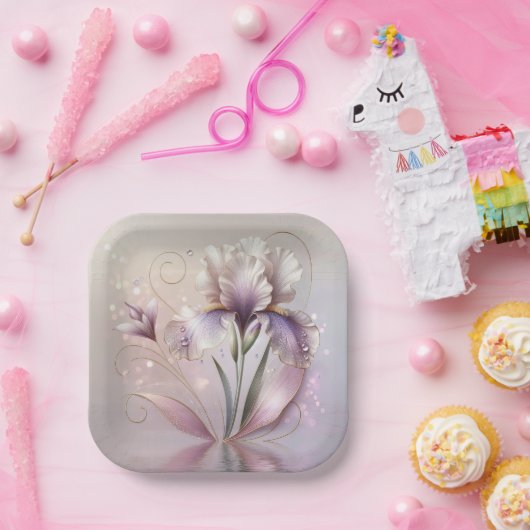 Iris-Blume mit Goldschmiedearbeiten Pappteller (Party)