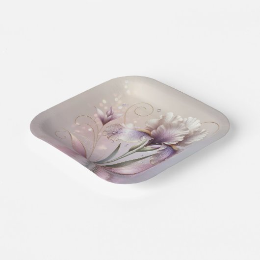 Iris-Blume mit Goldschmiedearbeiten Pappteller (Gewinkelt)