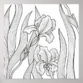 Iris-Blume mit schwarzer Tinte Poster (Vorne)