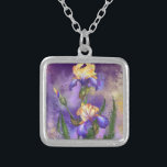 Iris Blume Necklace Iris - Malerei Versilberte Kette<br><div class="desc">Schöne Iris-Blume MIGNETEN Malen</div>
