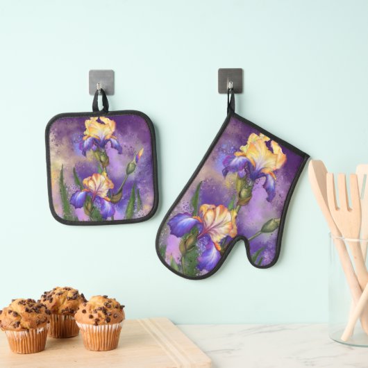 Iris Blume Oven Mitt & Pot Holder Set (Insitu (Hängend))