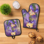 Iris Blume Oven Mitt & Pot Holder Set (Oben Unten)