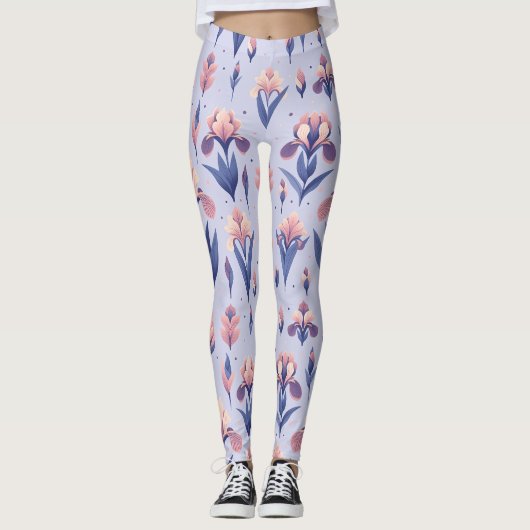 Iris Blume Pattern Leggings (Vorderseite)