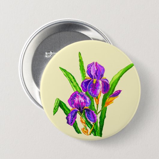 Iris-Blume-Schaltfläche Irische - Farbe - Text Button (Vorne & Hinten)