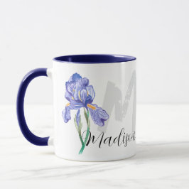 Iris Blume Tasse mit personalisiertem Namen (Stil: