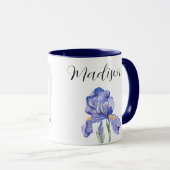 Iris Blume Tasse mit personalisiertem Namen (Stil: (VorderseiteRechts)