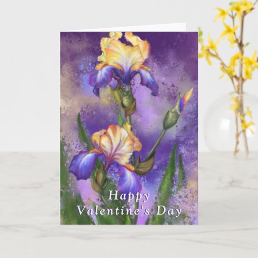 Iris-Blume Valentinstag-Karte Karte (Gelbe Blume)