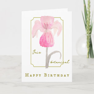 Iris Blume Watercolor Botanische Geburtstagskarte Karte