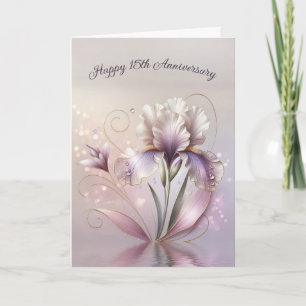 Iris-Blume zum 15. Jubiläum mit Gold-Etching Karte