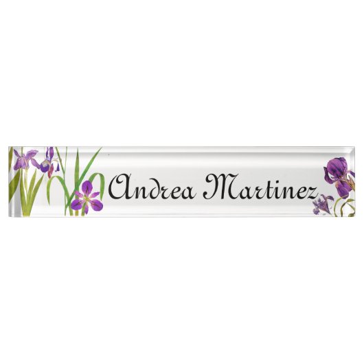 Iris-Blumen-botanisches mit Blumennamensschild Namensplakette (Vorderseite)