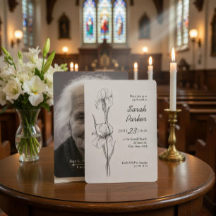 Iris-Blumen-Gedenkkarte zur Feier des Lebens Einladung