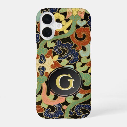 Iris Blumen Monogramm iPhone 16 Hülle (Rückseite)