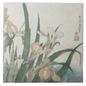 Iris-Blumen und Heuschrecke, c.1830-31 Fliese (Vorderseite)
