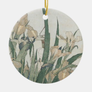 Iris-Blumen und Heuschrecke, c.1830-31 Keramikornament