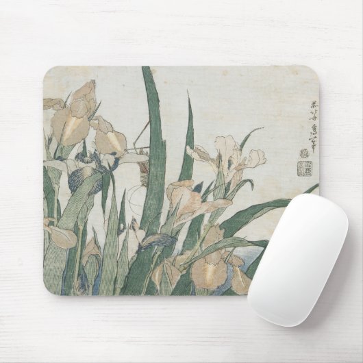 Iris-Blumen und Heuschrecke, c.1830-31 Mousepad (Mit Mouse)