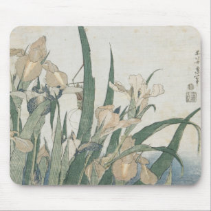 Iris-Blumen und Heuschrecke, c.1830-31 Mousepad