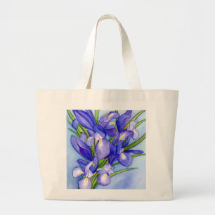 Iris-Blumenstrauß-Blumenmalerei-Tasche Jumbo Stoffbeutel