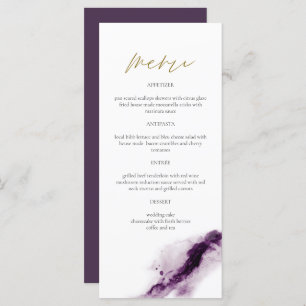 IRIS   Boho Plum Lila Gold Splash Menu Card Menükarte