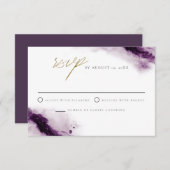 IRIS | Boho Plum Lila Gold Splash RSVP Card Einladung (Vorne/Hinten)