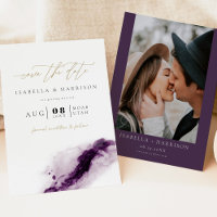 IRIS Boho Plum Lila Gold Splash Save the Date