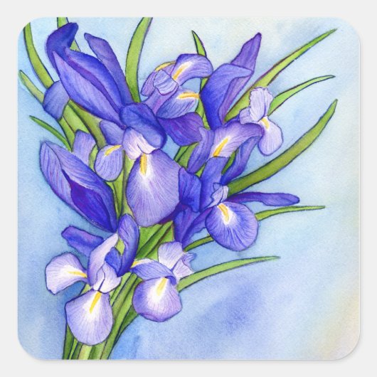 Iris Bouquet Blume Painting Sticker (Vorderseite)