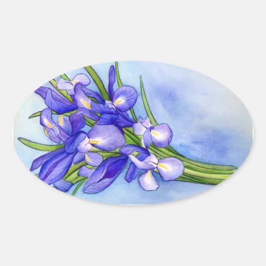 Iris Bouquet Blume Painting Sticker (Vorderseite)
