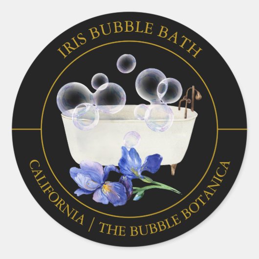 Iris Bubble Bath-Label Runder Aufkleber (Vorderseite)