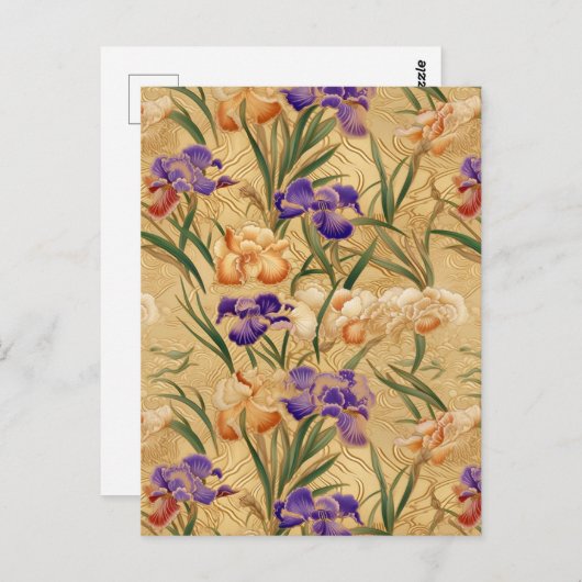 Iris Chiyogami Postkarte (Vorne/Hinten)