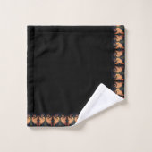 Iris Crane Black Peach Gold Badhandtuch Set (Waschlappen)