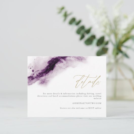 IRIS | Details zur Boho Plum Lila Gold Splash Card Einladung (Stehend Vorderseite)