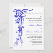 Iris & Dragonfly Royal Blue Wedding Einladung (Vorderseite)